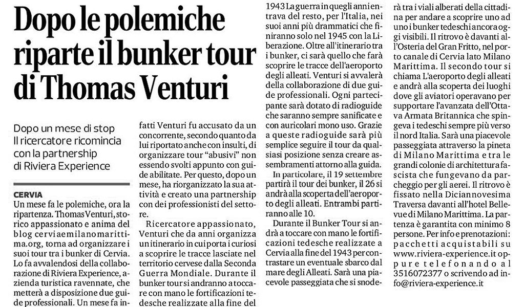 corriere di romagna bunker tour