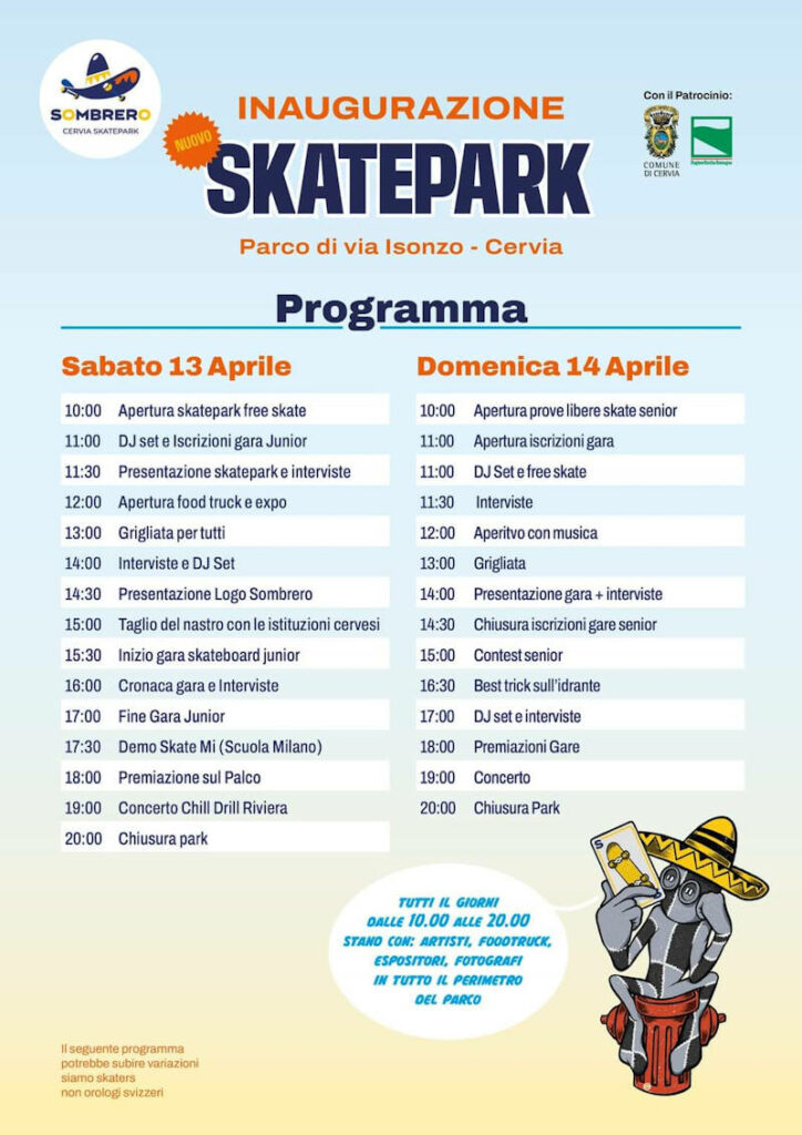 skatepark sombrero cervia inaugurazione